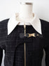 Asymmetry buckle tweed dress